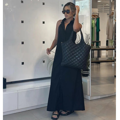 Robes d'été femmes 2025 nouveau cou-pendu élégant longue robe de vacances femmes rue Chic jeunesse robe de mode ample