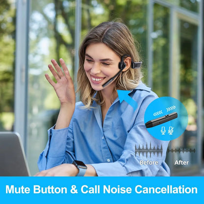 Écouteurs Bluetooth à Conduction d'air à oreille ouverte eppfun, microphone à flèche aptX-LL et bouton de sourdine, pour la conduite, les appels téléphoniques, le bureau