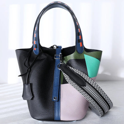 Divers sacs de luxe en cuir véritable, sac à main à la mode pour femmes, panier de légumes, sac seau Portable pour femmes avec serrure