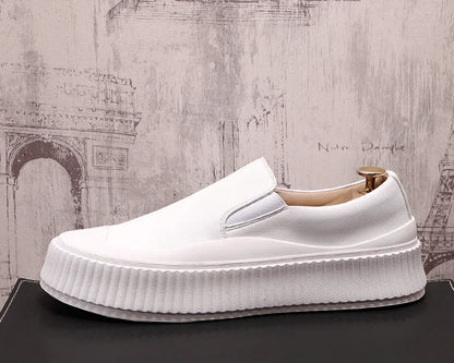 Mocassins en cuir à plateforme épaisse pour hommes, chaussures décontractées, chaussures de planche plates rehaussantes, nouveau, 2025