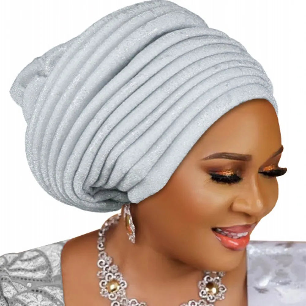 Turban Plissé pour Femme, Cravate de Sauna, ixde Mariage Africain, Nigeria, 2025