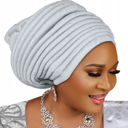 Turban Plissé pour Femme, Cravate de Sauna, ixde Mariage Africain, Nigeria, 2025