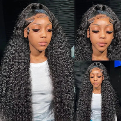 Perruque Lace Closure Wig sans colle bouclée, cheveux naturels, Deep Wave, HD, 13x6, pre-à-porter, densité 200