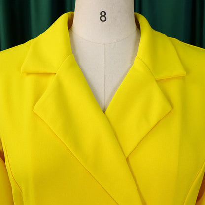 Robe plissée mi-longue à col de costume, taille haute, à la mode, nouvelle collection automne 2025