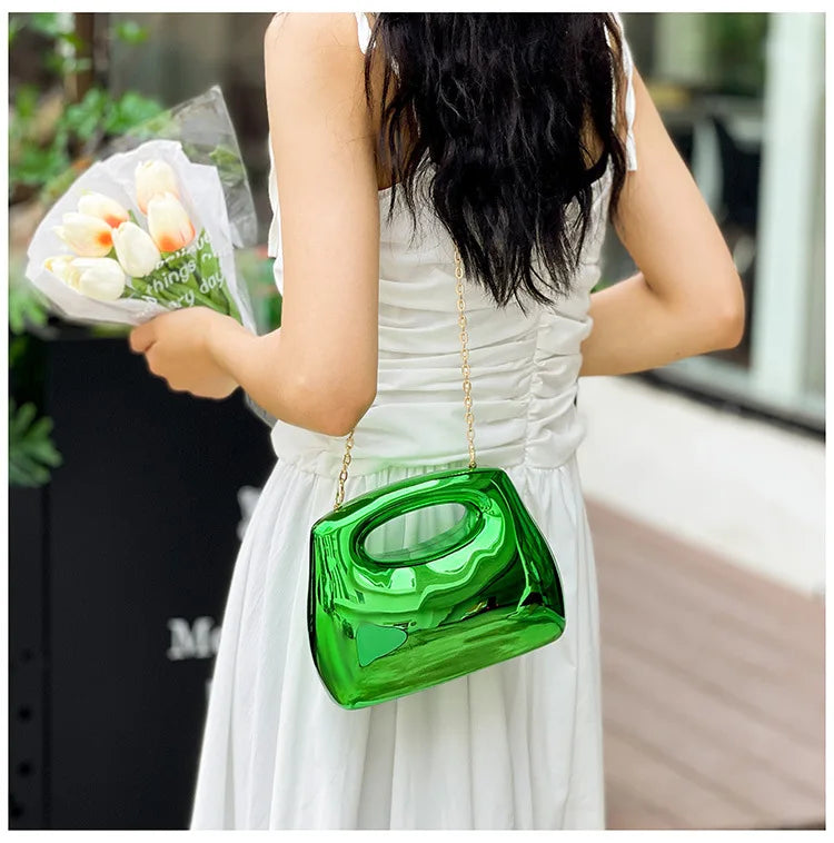 Sac à main hobo en acrylique doré pour femme, sac à main de plage transparent, sac à main de soirée, poignée supérieure ronde, fête de mariage, designer de luxe