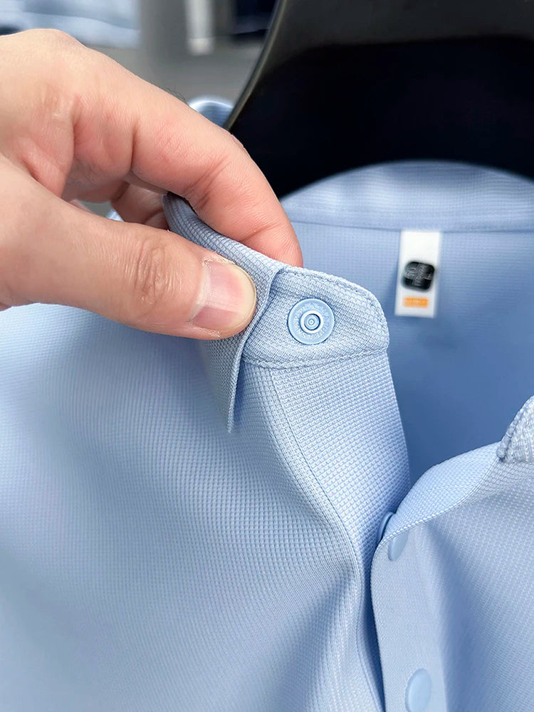 2025 Chemise polo gaufrée sportive pour hommes |   Tailles supérieures de Tennis de Golf évacuant l'humidité S-5XL, boutons-pression, antibactérien 7A de haute qualité