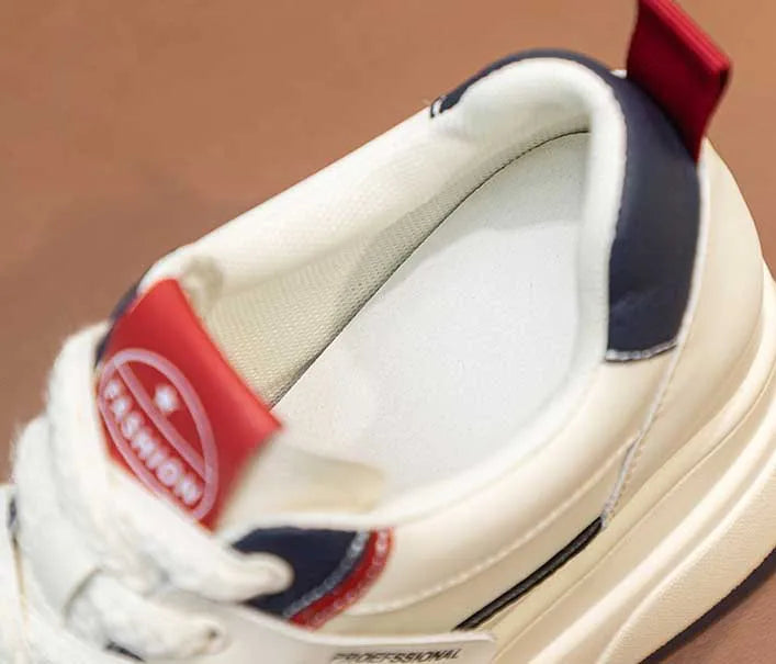 Fujin-Chaussures à l'offre elles compensées en cuir véritable pour femme, grosses chaussures blanches de 9cm, à la mode, automne et été