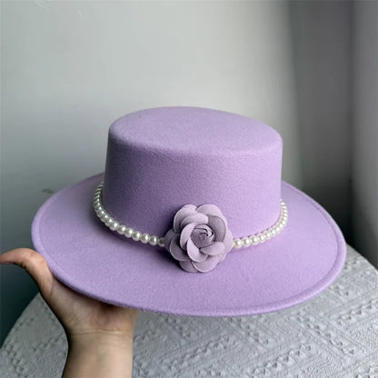 Chapeau Fedora de Style français pour femmes, chapeau en feutre à bord large de 10CM, Derby d'hiver et d'automne, chapeaux de Jazz de mariage