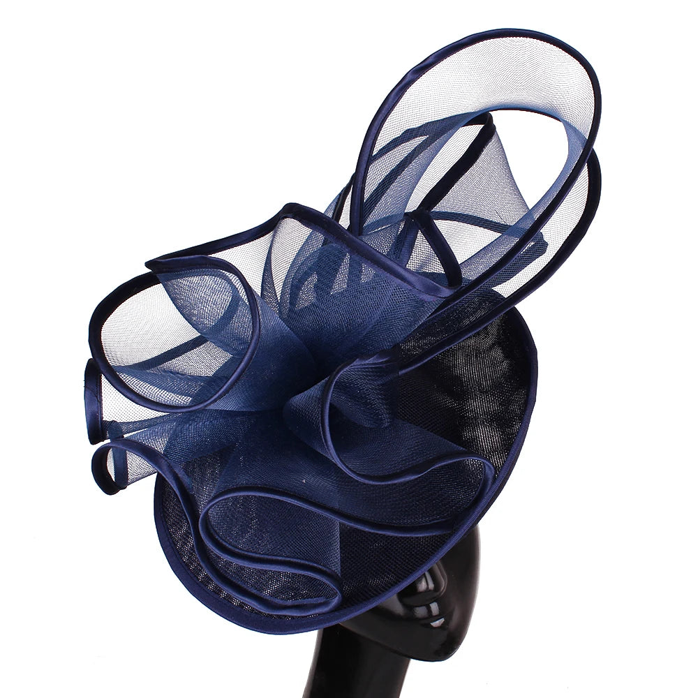 Chapeau de mariage bleu royal avec nœud papillon pour femme, accessoires pour cheveux, jaune, patients, Derby, pilulier, fleur, nouveau, 216.239.Sinamay