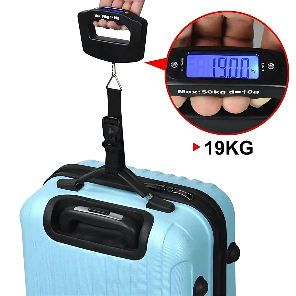 Balance à bagages numérique 50kg, valise électronique Portable, sac à bagages, outil de poids avec rétro-éclairage, balances électroniques suspendues de voyage