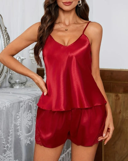 Ensemble deux pièces décontracté pour femmes, nouvelle mode d'été 2023, tenue Sexy, imprimé Floral, garniture en dentelle, ensemble camisole de sommeil, vêtements féminins