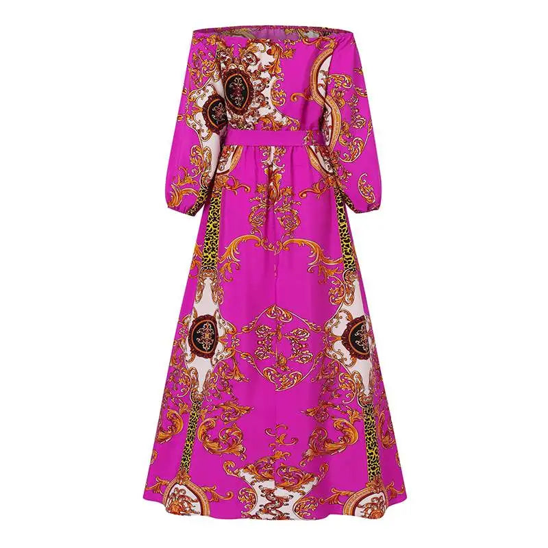 VONDA-Robe maxi bohème pour femmes, robe de soirée imprimée, robe d'été sexy à manches longues lanterne, robe vintage ceinturée, robe éducative, 2023