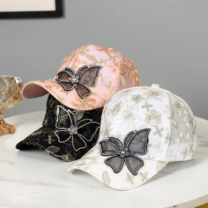 Casquette de Baseball papillon strass, casquette à rabat pour femme et homme, visière, chapeau de soleil, protection solaire, casquette de Sport, mode Unique, chapeau de plage fantaisie