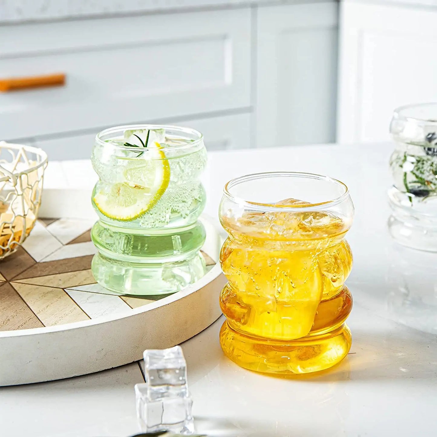 Ensemble de verres à boire créatifs avec pailles, verre de lit, verres à cocktail, tasse à café transparente, standard, fruits, 4 pièces