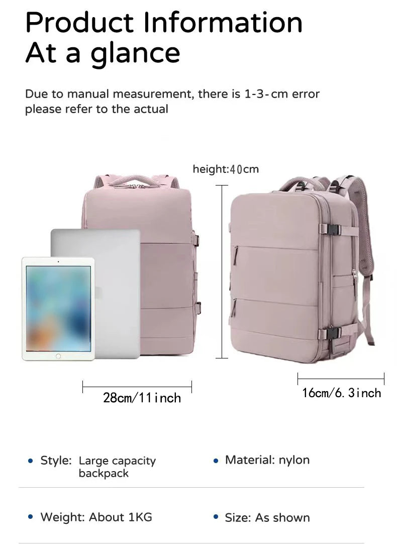 Sac à dos violet clair de grande capacité pour femmes avec séparation sèche et humide, sac d'ordinateur de transport, multifonctionnel étanche l