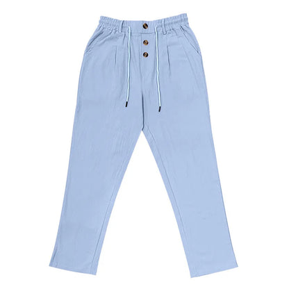 Pantalon de plage confortable en coton et lin pour hommes, sangle droite, haute qualité, décontracté, printemps et automne, nouvelle mode, 2025