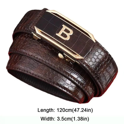 Ceinture en cuir pour hommes, décontractée, café noir, Design de luxe, marque tendance, boucle automatique, motif Crocodile