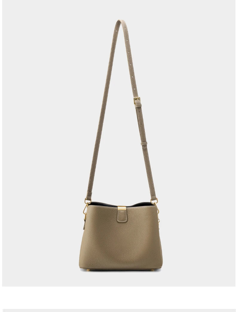 Hifashion 100% vache en cuir véritable seau épaule sacs à bandoulière pour femmes 2025 luxe concepteur large sangle fourre-tout dames sacs à main