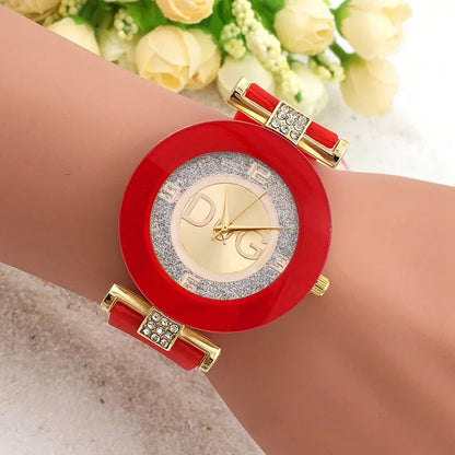 DQG-Montre-bracelet numérique à quartz pour hommes et femmes, diamant en silicone rouge, cadeau de livraison directe, marque supérieure de luxe