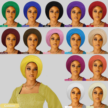 Casquette Turban plissée pour femmes africaines déjà fabriquées Auto Gele femme bandeau Nigeria dame chapeaux chapeau fête de mariage chapeaux