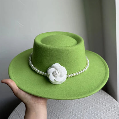 Chapeau Fedora de Style français pour femmes, chapeau en feutre à bord large de 10CM, Derby d'hiver et d'automne, chapeaux de Jazz de mariage