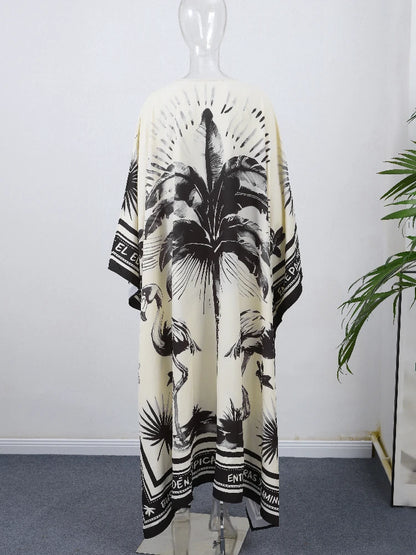 Robes longues plissées imprimées amples pour femmes, élégantes, col rond, manches longues, Robes de vacances, été, mode dubaï, 2025