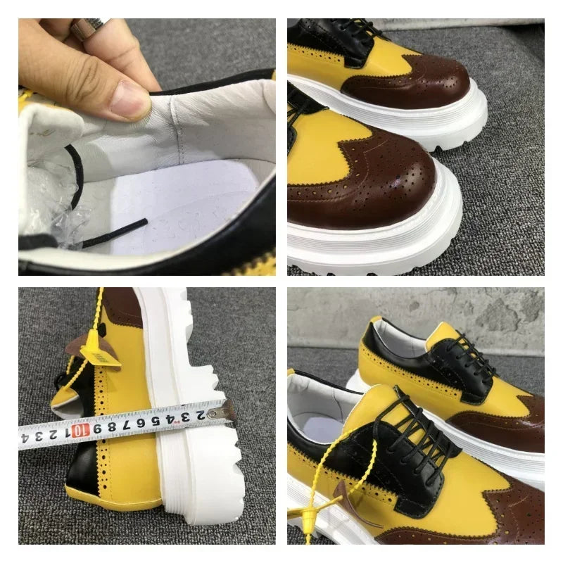 Chaussures Brogue Multi-documents en Cuir group pour Homme, Souliers à Grande Tête, Style Britannique, Décontracté, Rehausseur, Alicante zones me