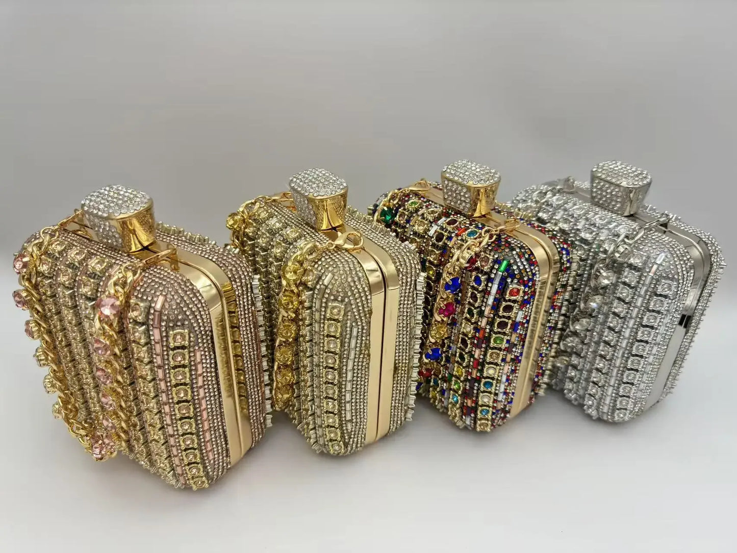 Sac pochette de soirée carrée incrustée de diamants faite à la main, sac de dîner Portable en Fiber de Polyester scintillante de petite taille pour femmes