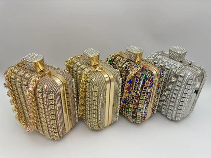 Sac pochette de soirée carrée incrustée de diamants faite à la main, sac de dîner Portable en Fiber de Polyester scintillante de petite taille pour femmes