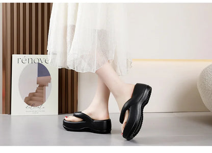 Eyriphy – tongs à plateforme pour femmes, sandales d'été à fond épais, pantoufles de plage en plein air, salle de bain, chaussures de maison, confortables, semelle souple