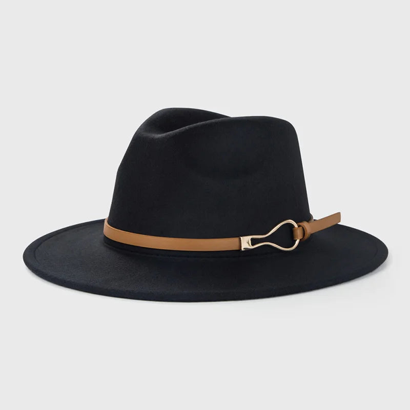 Chapeau Fedora en laine pour hommes et femmes, casquette de Jazz à large bord, Imitation laine, chapeau britannique en feutre d'église, automne hiver