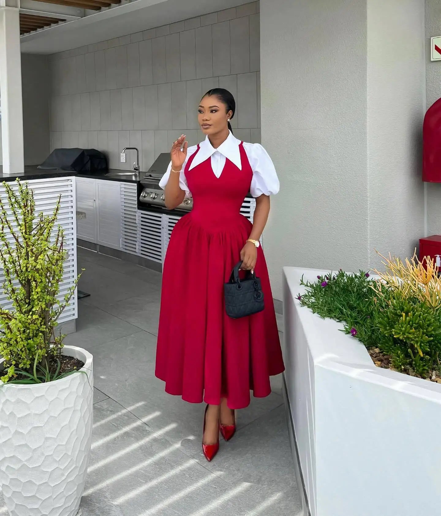 CM.YAYA – robe chemise longue à manches courtes bouffantes pour femmes, douce, Slim, taille haute, froncée, plissée, plage, Streetwear, Maxi, grande balançoire