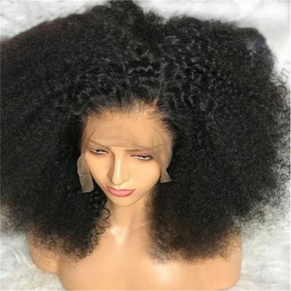 Perruque Bob Lace Front Wig courte bouclée et crépue noire naturelle, 16 pouces, densité 180, BabyHair, pre-plucked, résistante à la chaleur, sans colle, pour femmes, quotidien