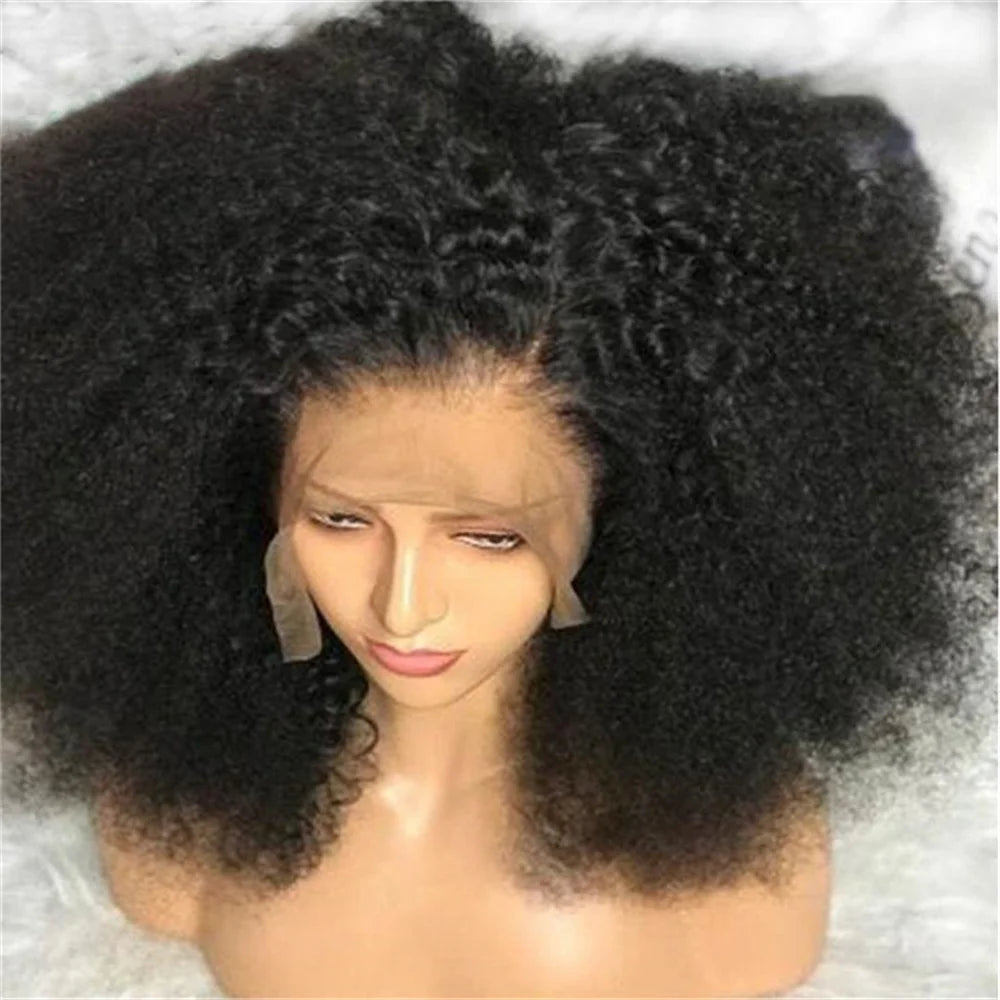 Perruque Bob Lace Front Wig courte bouclée et crépue noire naturelle, 16 pouces, densité 180, BabyHair, pre-plucked, résistante à la chaleur, sans colle, pour femmes, quotidien