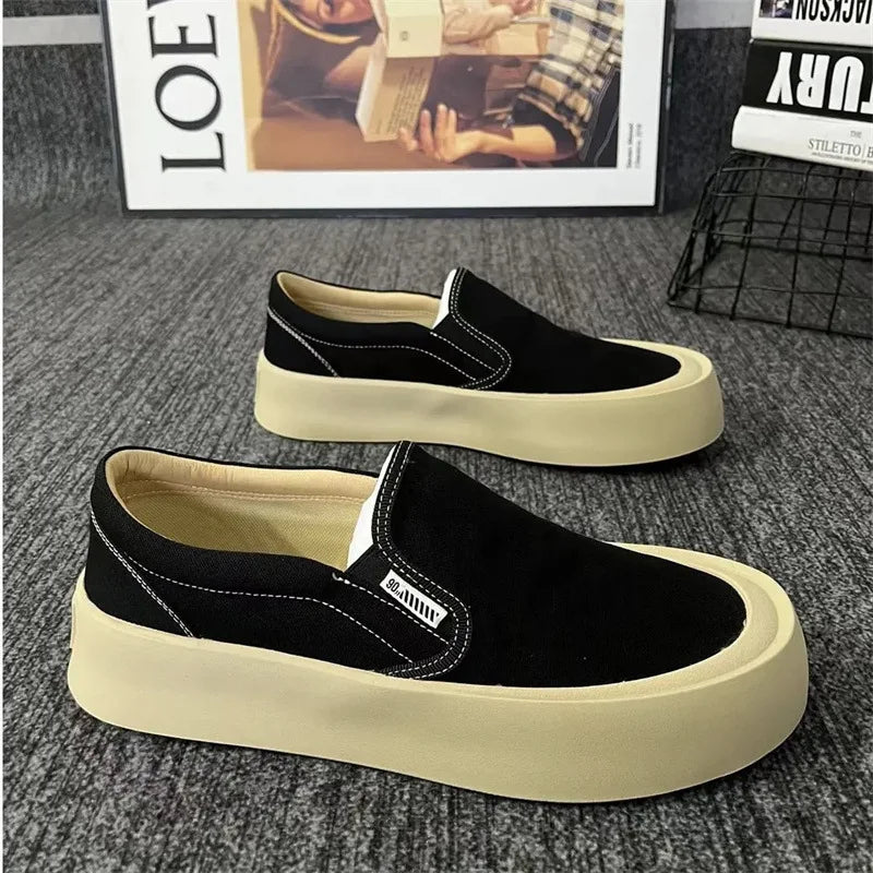 Hommes décontracté toile chaussures nouveau beau Ultra léger fond épais en caoutchouc baskets hommes paresseux polyvalent respirant 2024 chaussures d'été