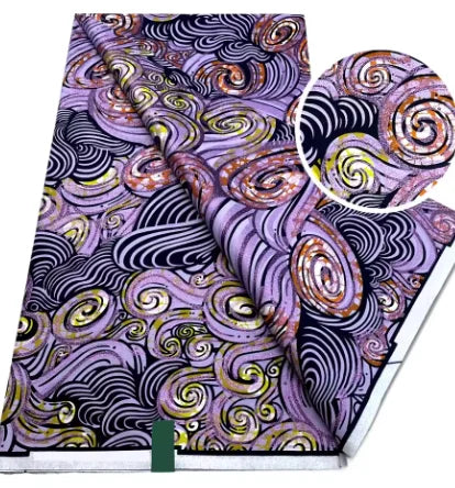 Tissu africain en cire de coton, très bonne qualité, nouvelle grande cire Ankara brillante Pagne, couleur grise, brillant doré, trucs Batik, 6 mètres