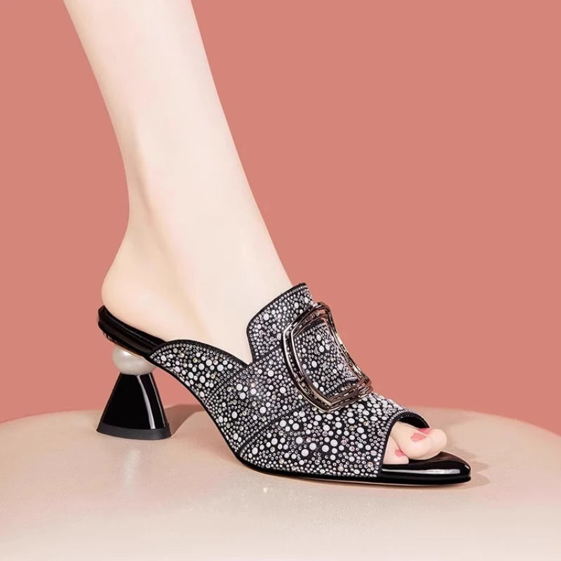 Mode tempérament femmes chaussures été nouveau poisson bouche talons confortable polyvalent femmes sandales Simple anti-dérapant chaussons pour femmes