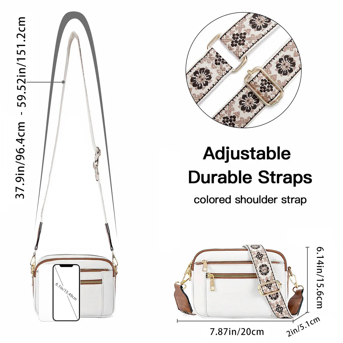 Sac à Bandoulière en Cuir PU avec Fermeture Éclair, Portefeuille Simple Initié, Sangle Réglable, Nuits de Documents Multifonctionnelles, Disponible en Stock