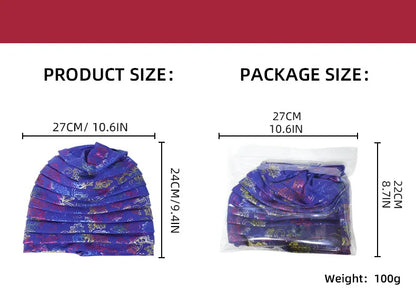 Turban Plissé à Paillettes pour Femme, Écharpe de Sauna Musulmane, Chapeau Africain, 2025