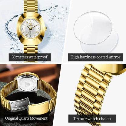 OLEVS Top marque de luxe montre pour femme élégante mode or acier inoxydable montres pour femmes calendrier étanche montre-bracelet à Quartz