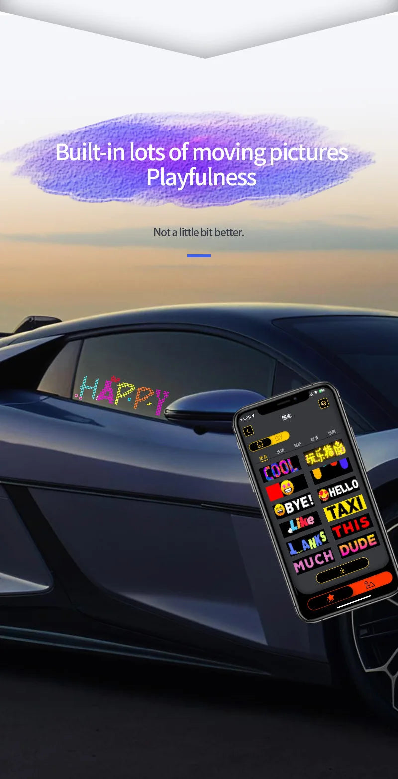 Écran d'affichage de panneau de pixels matriciel LED pour camion, Flexible, rvb, USB, 5V, motif de voiture, Graffiti, texte, projecteur, boutique d'animation, barre de rappel