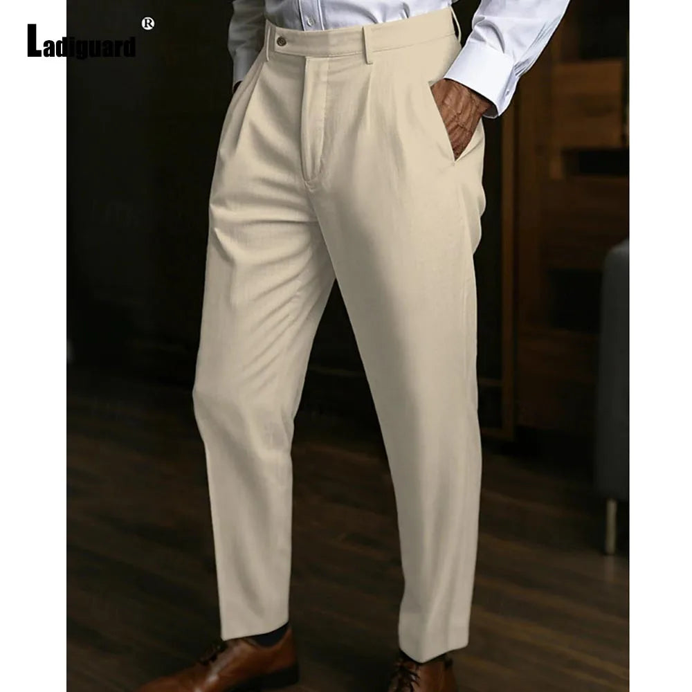 Pantalon de plage LInen pour hommes, avec poche sur pied, Style italien, Naples, décontracté, droit, couleur unie, longueur cheville, bas, nouveau, 2025
