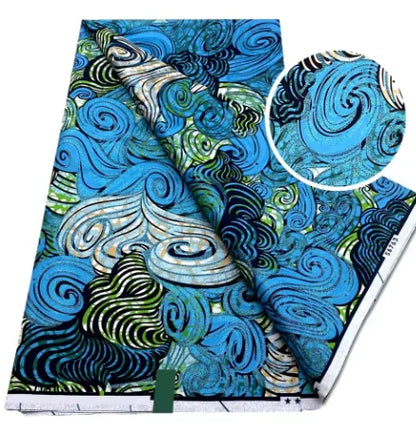 Tissu africain en cire de coton, très bonne qualité, nouvelle grande cire Ankara brillante Pagne, couleur grise, brillant doré, trucs Batik, 6 mètres