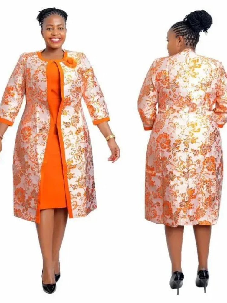 Ensemble 2 pièces de robes africaines pour femmes, imprimé floral, traditionnel dashiki musulman, mode abaya boubou, robe vide afrique