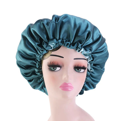 Bonnet en Satin réversible pour cheveux, Double couche réglable, couvre-tête pour dormir, accessoires de coiffure bouclés et élastiques