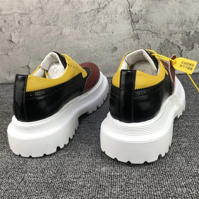 Chaussures Brogue Multi-documents en Cuir group pour Homme, Souliers à Grande Tête, Style Britannique, Décontracté, Rehausseur, Alicante zones me