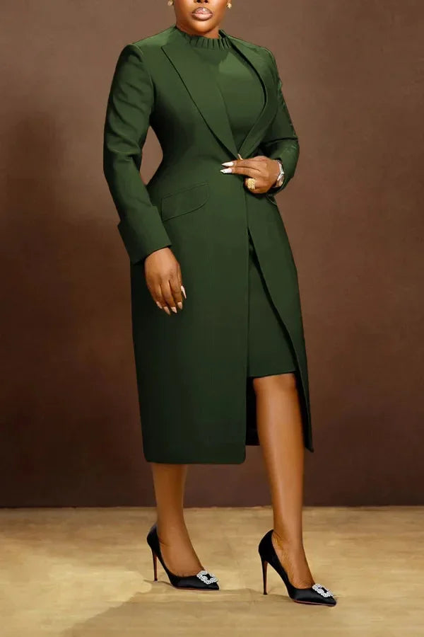 Ensemble femme manches longues Blazer manteau + robe longue costume hiver Streetwear deux 2 pièces ensemble afrique OL tenues de travail