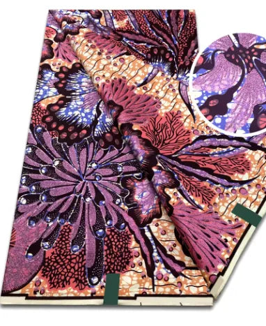 Tissu africain en cire de coton, très bonne qualité, nouvelle grande cire Ankara brillante Pagne, couleur grise, brillant doré, trucs Batik, 6 mètres