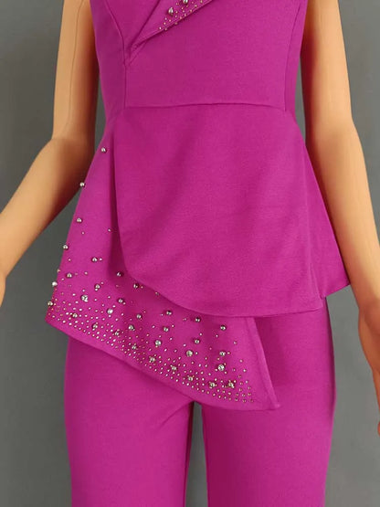 Combinaison sans bretelles taille haute, col à rivets, pour soirée et fête, haut tubulaire, élégante, Sexy, pour anniversaire