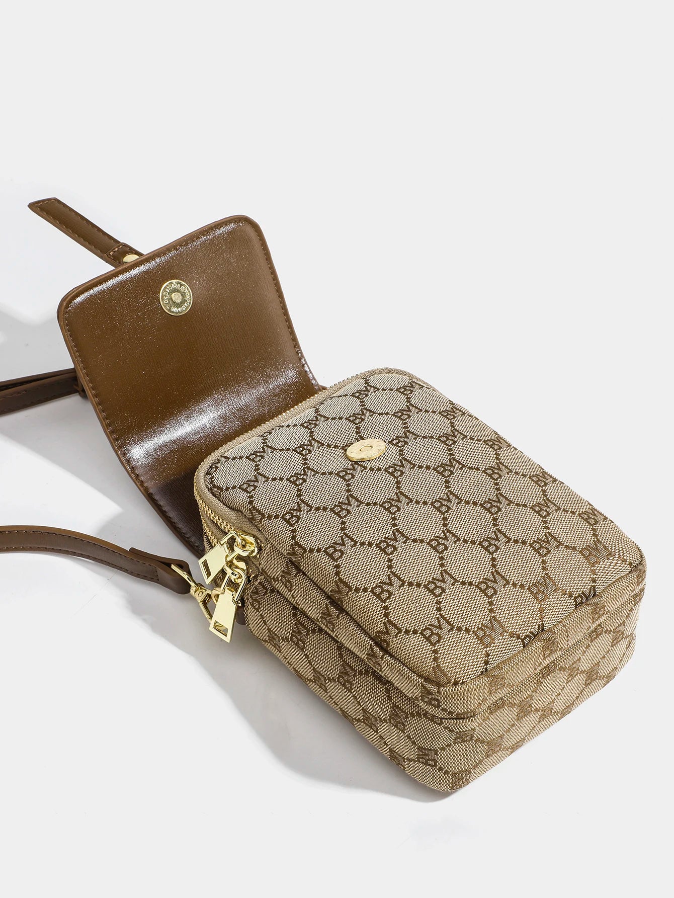 Petit sac rond à croix diagonale à carreaux pour femmes, sac à bandoulière rétro contrasté